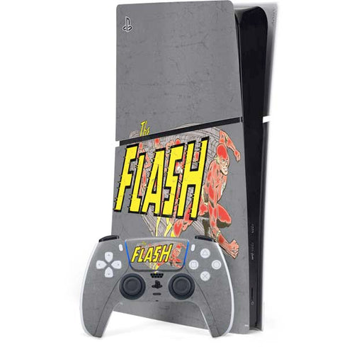 DC Comics The Flash Vintage Action Running Pose PS5 Slim Digital Edition Console Skin