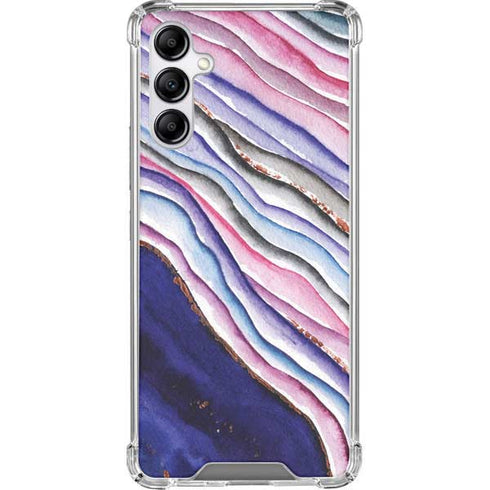 Violet Watercolor Geode Galaxy A14 5G Clear Case