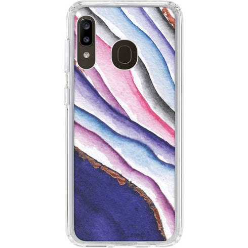 Violet Watercolor Geode Galaxy A20 Clear Case