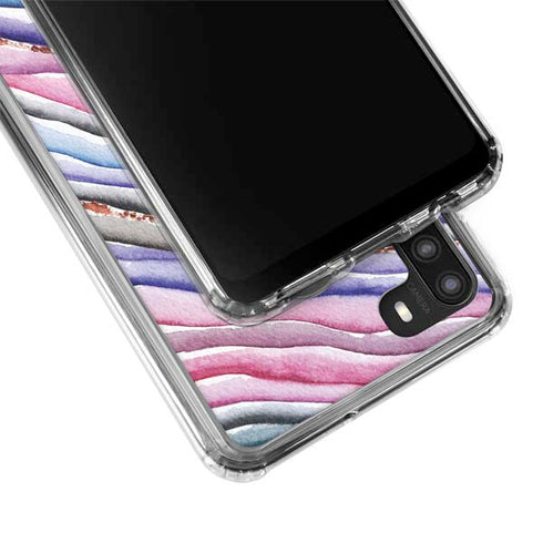 Violet Watercolor Geode Galaxy A21 Clear Case
