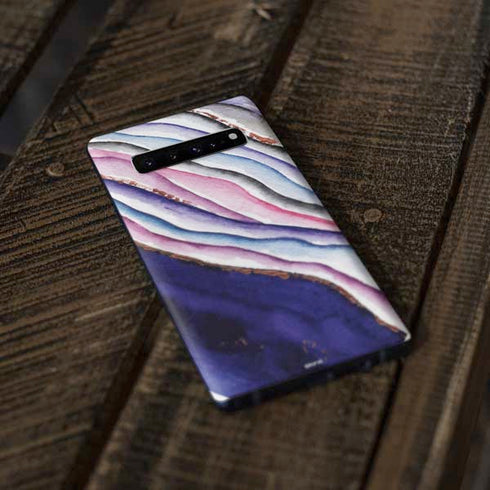 Violet Watercolor Geode Galaxy S10 Skin
