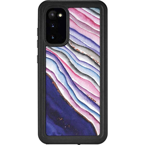 Violet Watercolor Geode Galaxy S20 Waterproof Case
