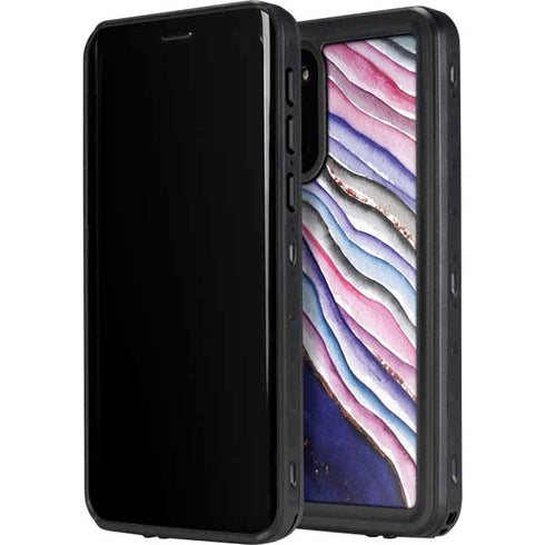 Violet Watercolor Geode Galaxy S20 Waterproof Case