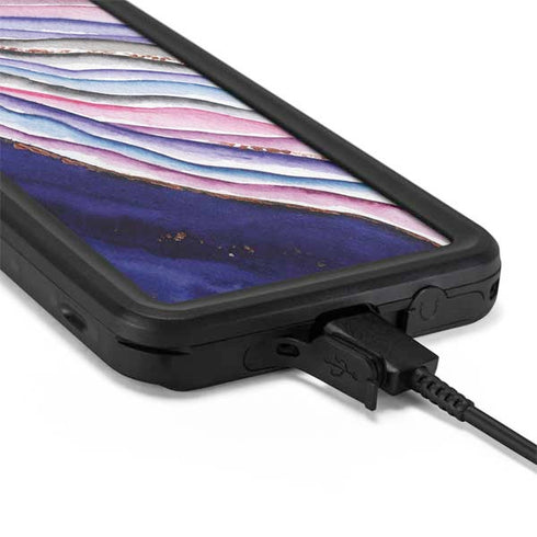 Violet Watercolor Geode Galaxy S20 Waterproof Case