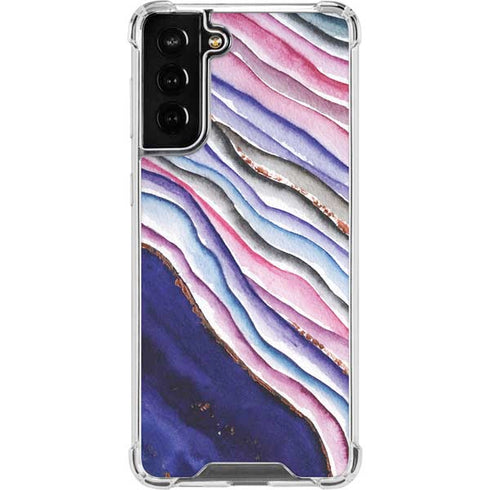 Violet Watercolor Geode Galaxy S21 FE Clear Case