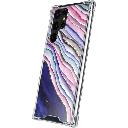 Violet Watercolor Geode Galaxy S22 Ultra Clear Case