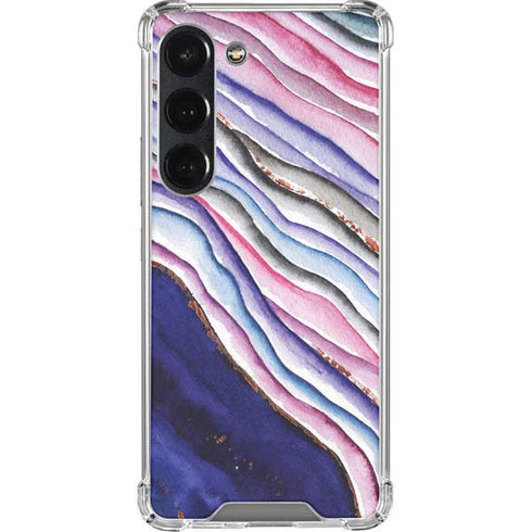 Violet Watercolor Geode Galaxy S23 Clear Case