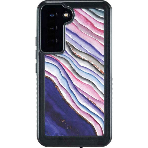 Violet Watercolor Geode Galaxy S23 Plus Waterproof Case