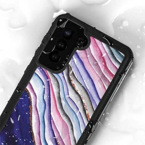 Violet Watercolor Geode Galaxy S23 Plus Waterproof Case