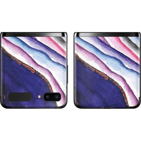 Violet Watercolor Geode Galaxy Z Flip Skin