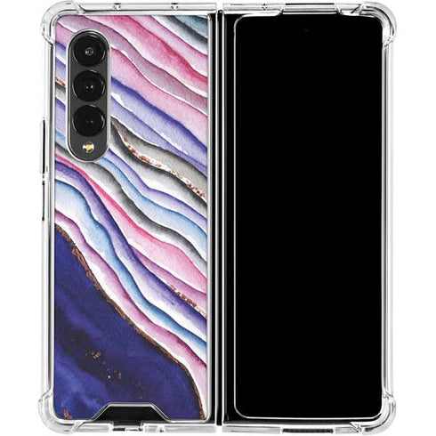 Violet Watercolor Geode Galaxy Z Fold4 5G Clear Case
