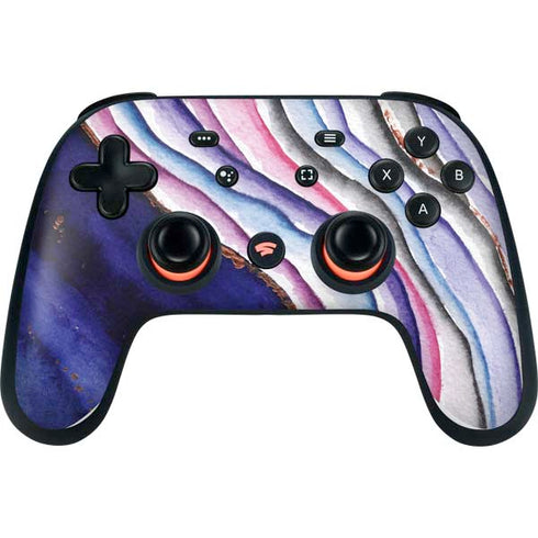 Violet Watercolor Geode Google Stadia Controller Skin