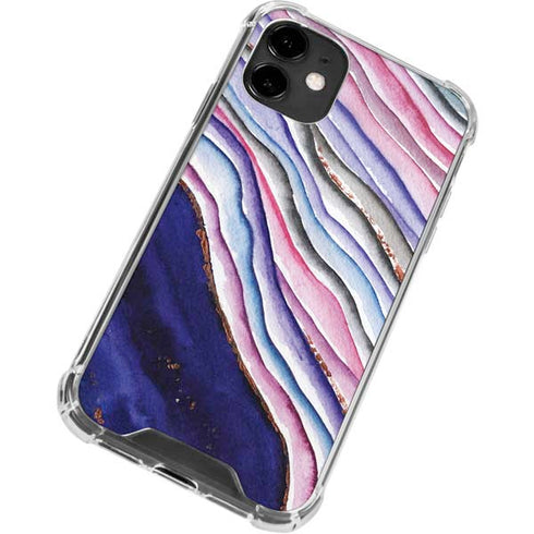 Violet Watercolor Geode iPhone 12 Clear Case