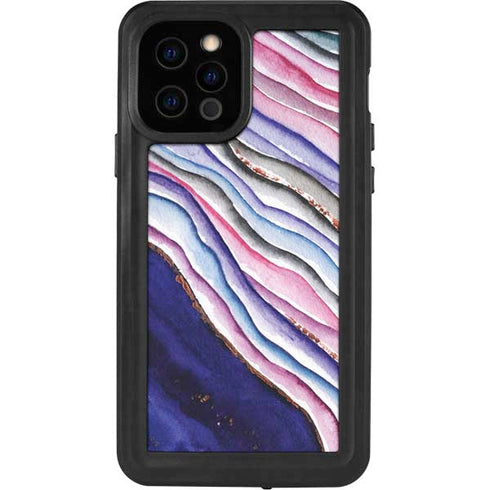Violet Watercolor Geode iPhone 12 Pro Waterproof Case