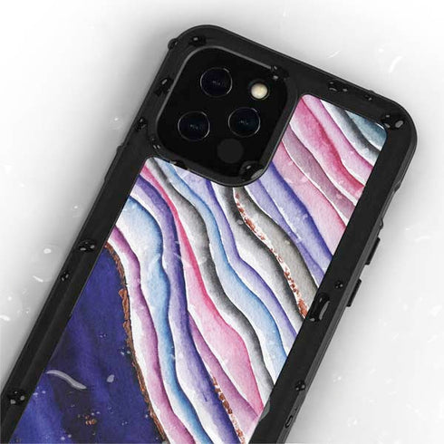 Violet Watercolor Geode iPhone 12 Pro Waterproof Case