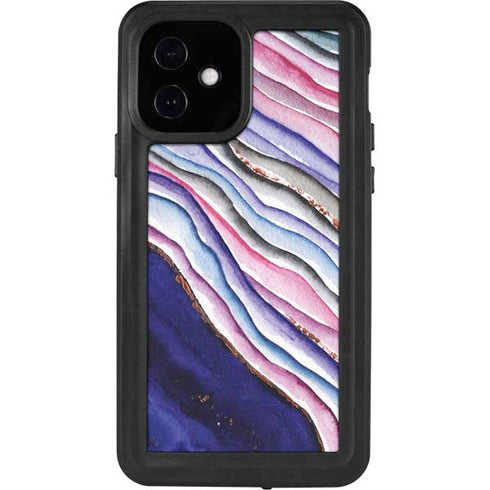 Violet Watercolor Geode iPhone 12 Waterproof Case
