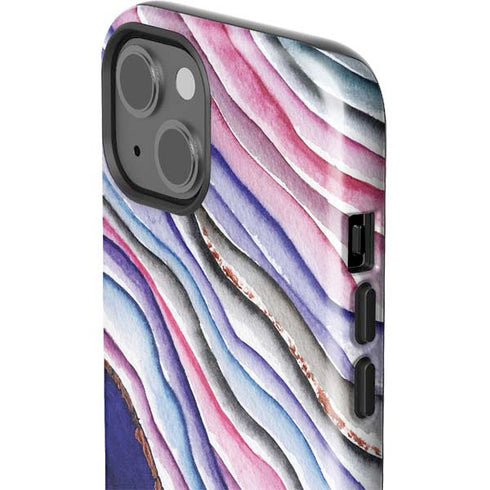 Violet Watercolor Geode iPhone 15 Impact Case
