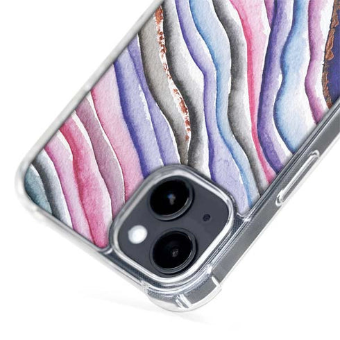 Violet Watercolor Geode iPhone 15 Plus MagSafe Case