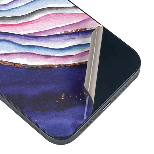 Violet Watercolor Geode iPhone 14 Plus Skin