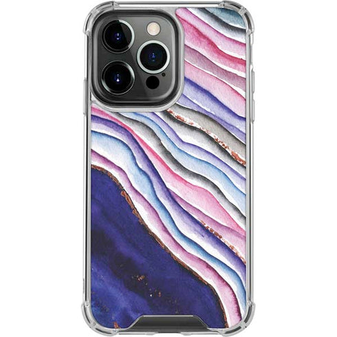 Violet Watercolor Geode iPhone 15 Pro Clear Case