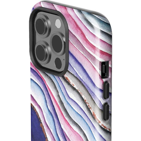 Violet Watercolor Geode iPhone 15 Pro Impact Case