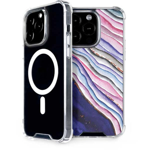 Violet Watercolor Geode iPhone 14 Pro MagSafe Case