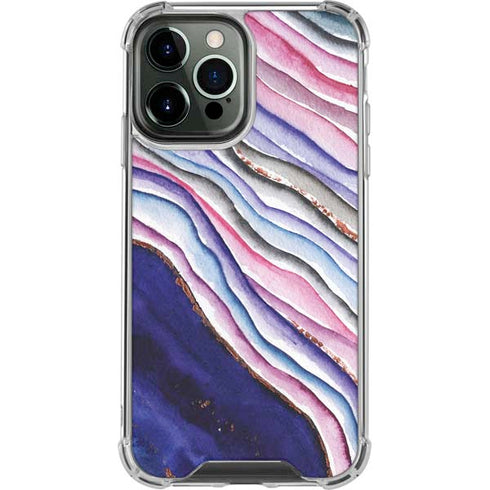Violet Watercolor Geode iPhone 15 Pro Max Clear Case