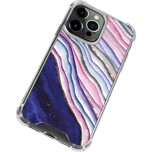 Violet Watercolor Geode iPhone 15 Pro Max Clear Case
