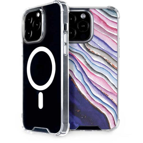Violet Watercolor Geode iPhone 14 Pro Max MagSafe Case