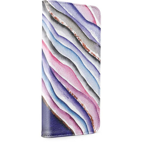 Violet Watercolor Geode iPhone 15 Plus Folio Case