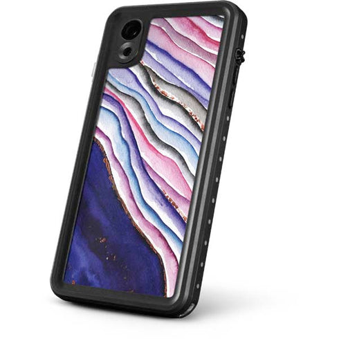 Violet Watercolor Geode iPhone XR Waterproof Case