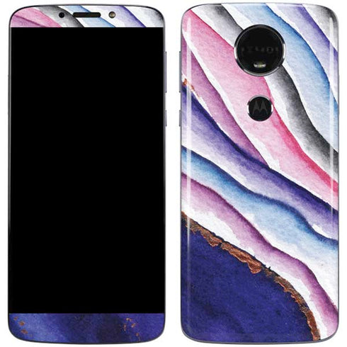 Violet Watercolor Geode Moto E5 Plus Skin