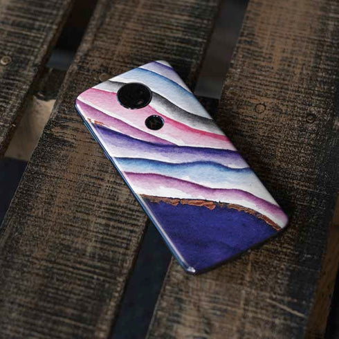 Violet Watercolor Geode Moto E5 Plus Skin