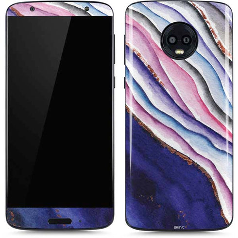 Violet Watercolor Geode Moto G6 Skin
