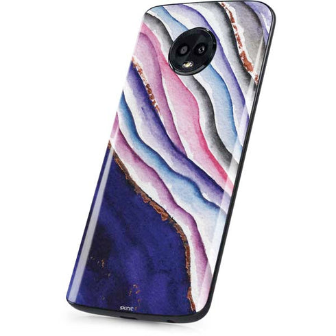 Violet Watercolor Geode Moto G6 Skin