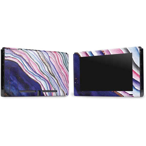 Violet Watercolor Geode Nintendo Switch Bundle Skin