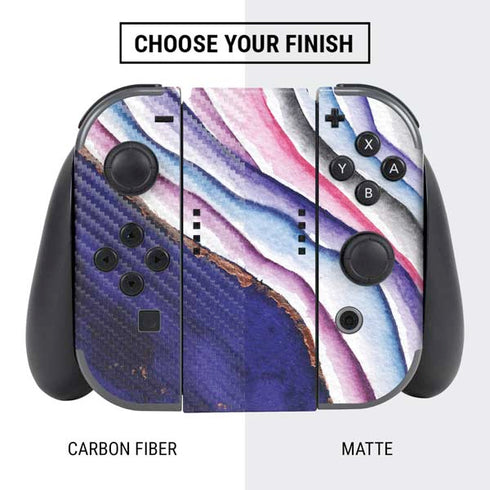 Violet Watercolor Geode Nintendo Switch Bundle Skin