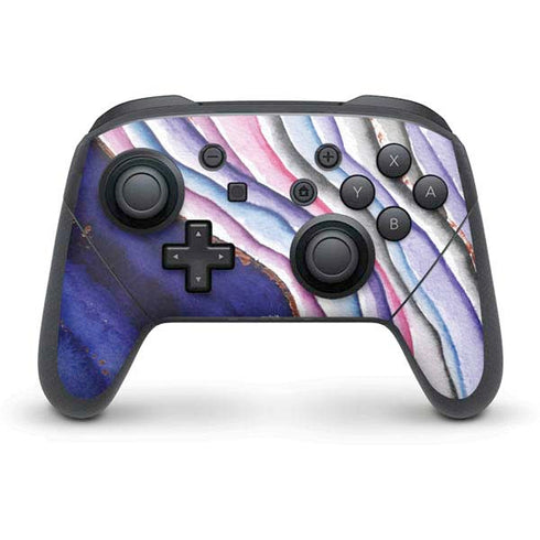 Violet Watercolor Geode Nintendo Switch Pro Controller Skin