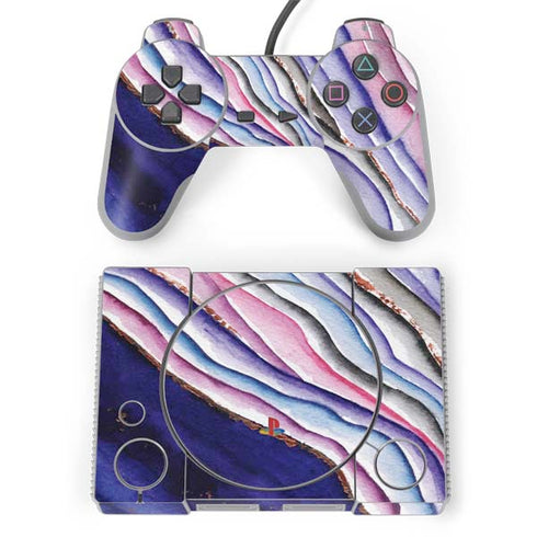 Violet Watercolor Geode PlayStation Classic Bundle Skin