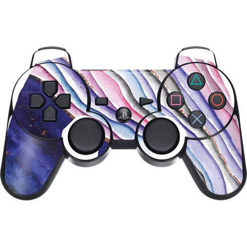 Violet Watercolor Geode PS3 Dual Shock wireless controller Skin