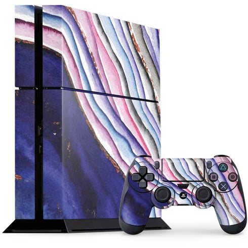 Violet Watercolor Geode PS4 Console and Controller Bundle Skin