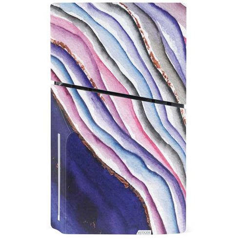 Violet Watercolor Geode PS5 Slim Disk Console Skin
