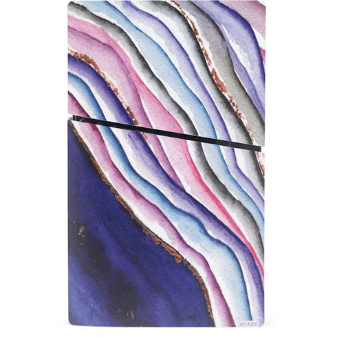 Violet Watercolor Geode PS5 Slim Digital Edition Bundle Skin