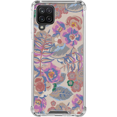 Warm Taupe Floral Galaxy A12 Clear Case