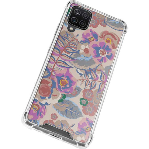 Warm Taupe Floral Galaxy A12 Clear Case