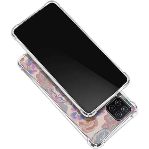 Warm Taupe Floral Galaxy A12 Clear Case