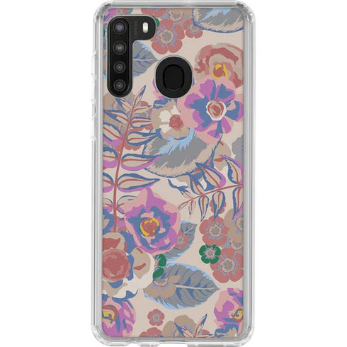 Warm Taupe Floral Galaxy A21 Clear Case