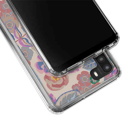 Warm Taupe Floral Galaxy A21 Clear Case