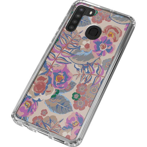 Warm Taupe Floral Galaxy A21 Clear Case