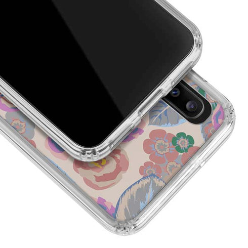 Warm Taupe Floral Galaxy A30 Clear Case